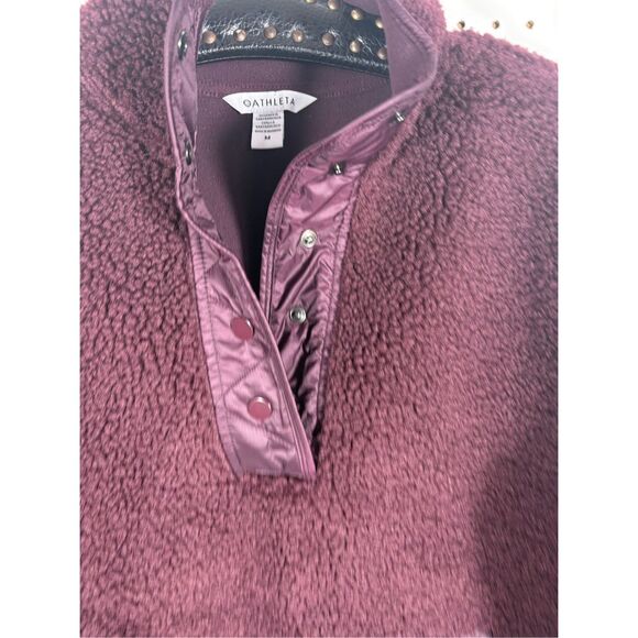 Athleta cozy Sherpa Snap Sweatshirt Pullover Plum Color Size M - Picture 4 of 7
